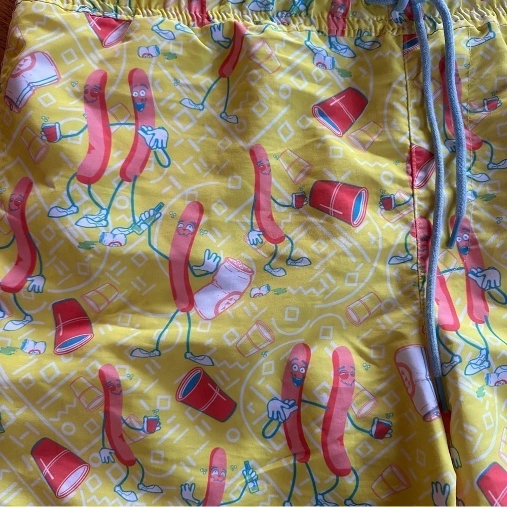 Tipsy Elves Sausage Party Novelty Swim Trunks Lined XXL